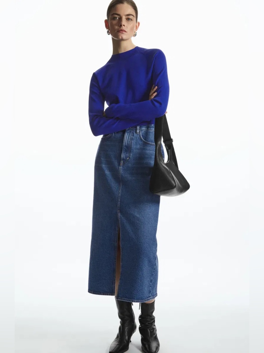 COS Cropped Knitted Mock-Neck Top - Picture 3 of 7